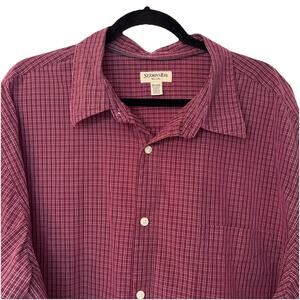St. Johns Bay Mens Adult 2XL Red Plaid Button Down‎ Long Sleeve Collared Shirt